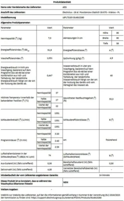 AEG Waschmaschine L6FL731EX Frontlader Freistehend 7 Kg 1400 U/min 74 DB -Luft Wrame Haus Geschaft 7cb7a0092793094aa0bbd64fe4afe767