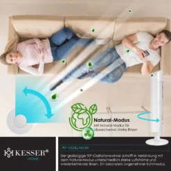 KESSER Turmventilator FERNBEDIENUNG Ventilator LED Display Standventilator Klimaanlage, Farbe:Weiß -Luft Wrame Haus Geschaft 7d72f01f7184b02b6d1cfb48c2421dda