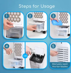 Aigostar 3,5L Mobiler Luftkühler 4-in-1 Mit 3 Stufen, LED Anzeige, Klima Ventilator Mit Fernbedienung, Mobiles Klimagerät Ohne Abluftschlauch Inkl. Timer & Oszillation Aircooler (Weiß/Schwarz) -Luft Wrame Haus Geschaft 7f5a07dfc903b835013a1fbab266a2ab