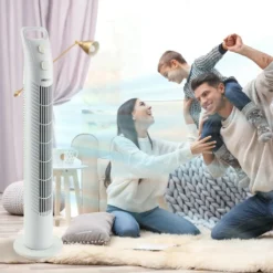 AREBOS Turmventilator Mit Timer, 40 Watt, 75°-Oszillation, Ventilator Mit 3 Geschwindigkeitsstufen, , Weiß -Luft Wrame Haus Geschaft 7fc7629926d2674adc3236c1a2008802