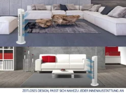 JUNG TVE21 Ventilator 76cm Weiss - Leise Turm-lüfter Lautstärke Max 48dbA, Turmventilator ENERGIESPAREND 0,05 KW/h,3 Stufen,75° Oszillierend Drehend [Energieklasse A+] -Luft Wrame Haus Geschaft 8052641095172564773ca1dc0f6899df