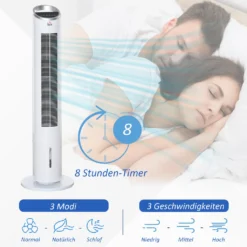 HOMCOM Luftkühler Mit Wasserkühlung Fernbedienung Turmventilator Standventilator Mit Luftbefeuchtung Klimagerät 8h Timer Nutzungsraum 20㎡ 60W ABS Weiß Ø30 X 100,8H Cm -Luft Wrame Haus Geschaft 806ba8f872fb0df537f414b5394da548