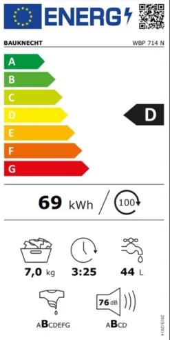 Bauknecht Waschmaschine WBP714N 7kg 1400U/min Allergie-Programm EEK; D -Luft Wrame Haus Geschaft 82302890335b8afffab20acbbf6894b8