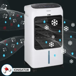 Monzana Luftkühler MZ804 4in1 Fernbedienung 8L Tank Timer Mobil Luftbefeuchter Ventilator Klimaanlage Ionisator Luftkühler LED Display Aircooler Klimagerät -Luft Wrame Haus Geschaft 82eb51c926975752ba9cf77a69797bb8