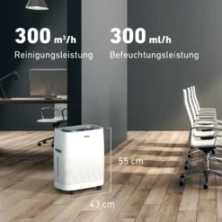 IDEAL (2in1) Luftreiniger Und Luftbefeuchter AP35H Mit HEPA Filter Und Geruchsfilter Für Saubere Und Optimal Befeuchtete Raumluft Bis 45m² Gegen Feinstaub, Pollen, Allergene, Bakterien - Für Zuhause -Luft Wrame Haus Geschaft 840f397d7d4de66de5832076fddde108