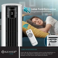 KESSER® 4in1 Mobile Klimaanlage Tower Klimagerät Ventilator/Luftkühler/Luftbefeuchter/Ionisator, Mit Fernbedienung , Timer , Wassertank, 60W, Klima , 2 Kühlakkus Turmventilator, Farbe:Weiß / Schwarz 20 KESSER® 4in1 Mobile Klimaanlage Tower Klimagerät Ventilator/Luftkühler/Luftbefeuchter/Ionisator, Mit Fernbedienung , Timer , Wassertank, 60W, Klima , 2 Kühlakkus Turmventilator, Farbe:Weiß / Schwarz -Luft Wrame Haus Geschaft 84904ca0e8fbcc7a5457c6ec5cef2351