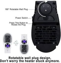 500 Watt Keramik Heizlüfter Mini Heizlüfter Sparsamer Tragbarer Raumheizer Steckerheizung Mit Thermostat Und Timer, Für Büro, Schlafzimmer, Wohnzimmer 2-teilig (weiß Ohne Fernbedienung) -Luft Wrame Haus Geschaft 84a3b295554591092228d8480ab982fa