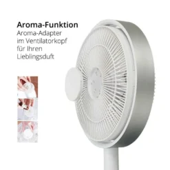 Kamome Büro, Bodenventilator, Extrem Leise (9,3 DB), Kontinuierlicher Luftstrom Bis Zu 17 M, Horizontal Und Vertikal, Zeitschaltuhr, Automatische Abschaltung, Fach Für Aromaöl -Luft Wrame Haus Geschaft 8822a8d0a7dad763e9dd736f626f14dd