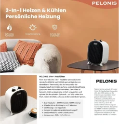 Pelonis 🔥 Heizlüfter, Energiesparend Klein 2000W Elektrische Heizung 2 Heizstufen & Gebläse-Modus, Kippschutz & Überhitzungsschutz Für Büro Wohnzimmer Schlafzimmer - Weiß -Luft Wrame Haus Geschaft 8867646751275f7c69be0bd119ca3f66
