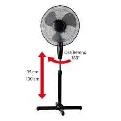 LEX Standventilator Ø40 Cm Mit Nachtlicht, 3 Geschwindigkeiten, Oszillation, 130cm Höhenverstellbar, Schwarz -Luft Wrame Haus Geschaft 8995d19418f329cd7e5d3cca47cf9b8d