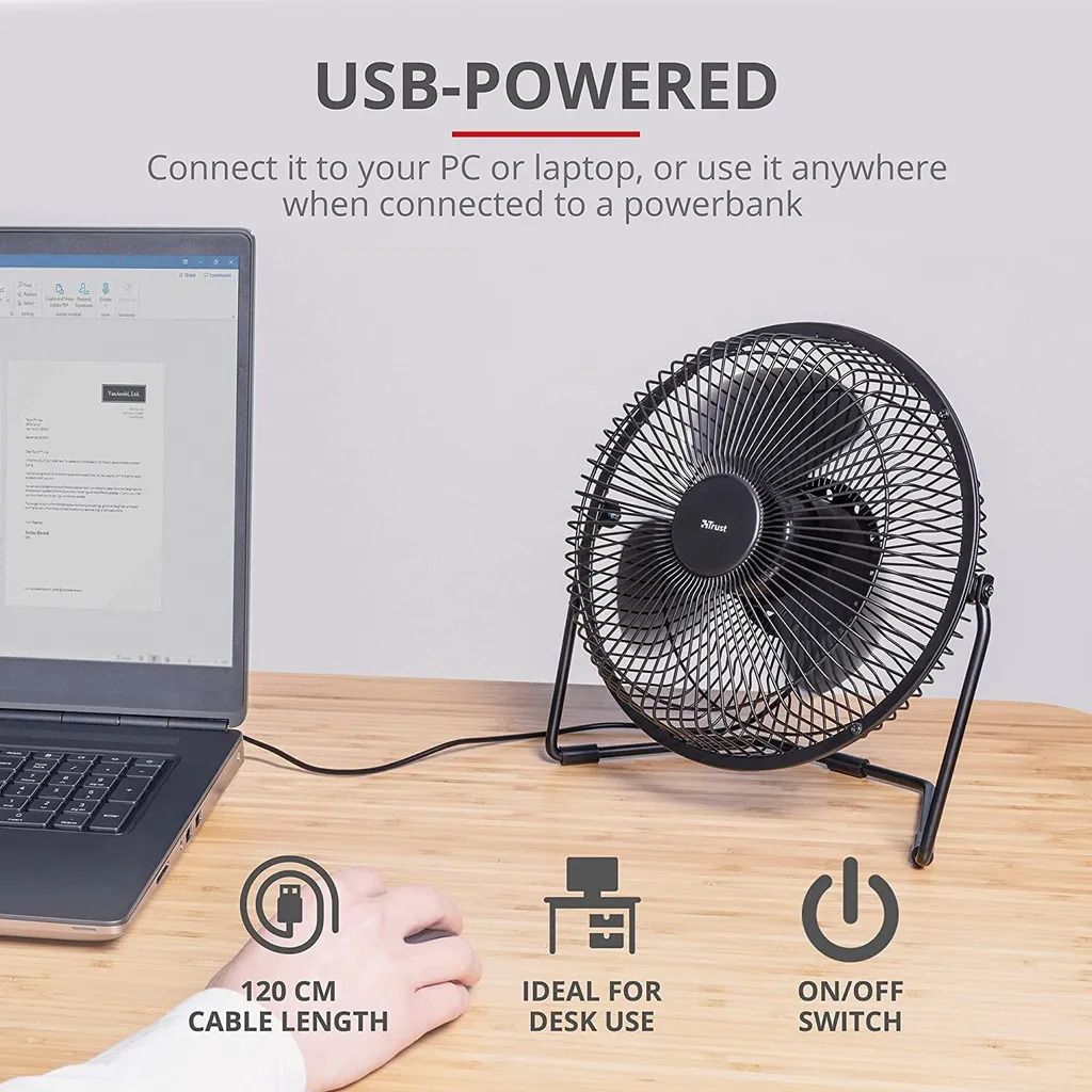 Trust Blaze USB-Kühllüfter, Einstellbare Geschwindigkeit, 120 Cm Kabel - Schwarz 4 Trust Blaze USB-Kühllüfter, Einstellbare Geschwindigkeit, 120 Cm Kabel - Schwarz – Bild 4
