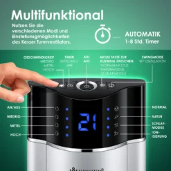 KESSER® Turmventilator Mit Fernbedienung | 3 Stufen | 3 Modi | 107cm | 60 Watt | 7,5 Timer | LED-Leuchten | Tower-Ventilator | Standventilator | Säulenventilator | Luftkühler 90° Oszillierend, Farbe:Silber -Luft Wrame Haus Geschaft 8a49571c6b4451436d96975f60fa033e