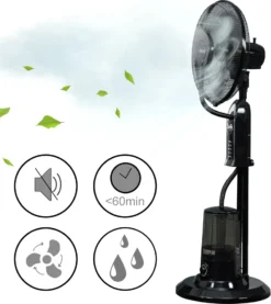 Nebelventilator 75W Mit Wassernebel Mit 3 Geschwindigkeitsstufen Standventilator Ventilator Bodenventilator Luftkühler Oszillierend Schwarz -Luft Wrame Haus Geschaft 8cd10240be1d4b7f179518672dd5e953