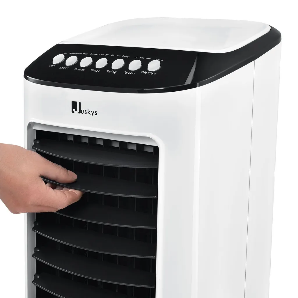 Juskys Mobile Klimaanlage Mit Fernbedienung, Schwingfunktion & Timer – Klimagerät 65 Watt 76 Cm – Luftkühler 3 Geschwindigkeiten – Weiß 11 Juskys Mobile Klimaanlage Mit Fernbedienung, Schwingfunktion & Timer – Klimagerät 65 Watt 76 Cm – Luftkühler 3 Geschwindigkeiten – Weiß – Bild 11