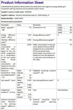 Gorenje WNEI 74 APS Waschmaschine Mit Dampffunktion - 7 Kg Fassungsvermögen - 1400 U/min - 16 Programme - Inverter Motor - Edelstahltrommel - AquaStop - Kindersicherung - SterilTub - Weiß -Luft Wrame Haus Geschaft 8f706ceb2ec758990a9f5c0995d0afdc