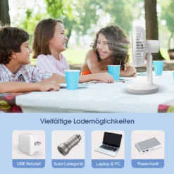 Akku Tischventilator Kompakt Mit Drei Gebläsestufen Und USB Ladeanschluss -Luft Wrame Haus Geschaft 9330d8b5cc8f3aec3732cb48c623e108