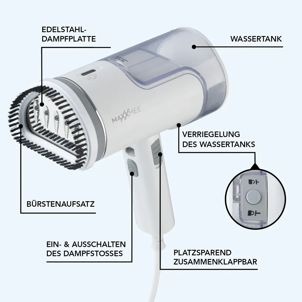 Dampfbürste Bürste Dampfglätter Dampfbügler Dampfer Steamer Wassertank MAXXMEE 3 Dampfbürste Bürste Dampfglätter Dampfbügler Dampfer Steamer Wassertank MAXXMEE – Bild 3