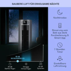 Klarstein Mobiles Klimagerät Ohne Abluftschlauch - Luftkühler Mit Wasser Ventilator Luftbefeuchter Lufreiniger Funktion - 7L Wassertank - Air Cooler Klimaanlage Mobil Mit Fernbedienung - Schwarz -Luft Wrame Haus Geschaft 948758b409a52fe0e53f67ada82e9e7a