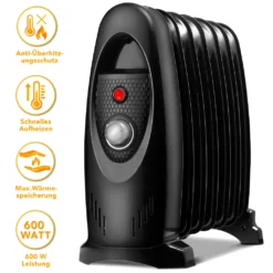 Ölradiator 600W Elektroheizung 7 Rippen Radiator Heizkörper Heizung Mit Timer