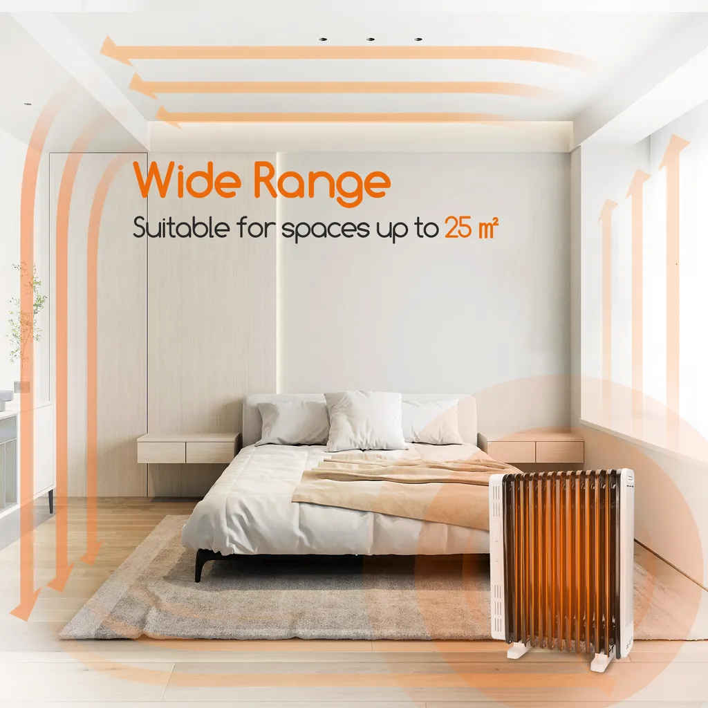 Aigostar 2500W Ölradiator Energiesparender, Elektro Heizkörper Mit 13 Rippen, 3 Heizstufen, Elektroradiator Elektro Heizung 6 Aigostar 2500W Ölradiator Energiesparender, Elektro Heizkörper Mit 13 Rippen, 3 Heizstufen, Elektroradiator Elektro Heizung – Bild 6