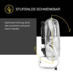 GUTFELS Bodenventilator VB 37058 Ch | Ventilator | Metall | 70 W Leistung | Silber -Luft Wrame Haus Geschaft 9858da5da98ea86f7f9981a0adc8612d