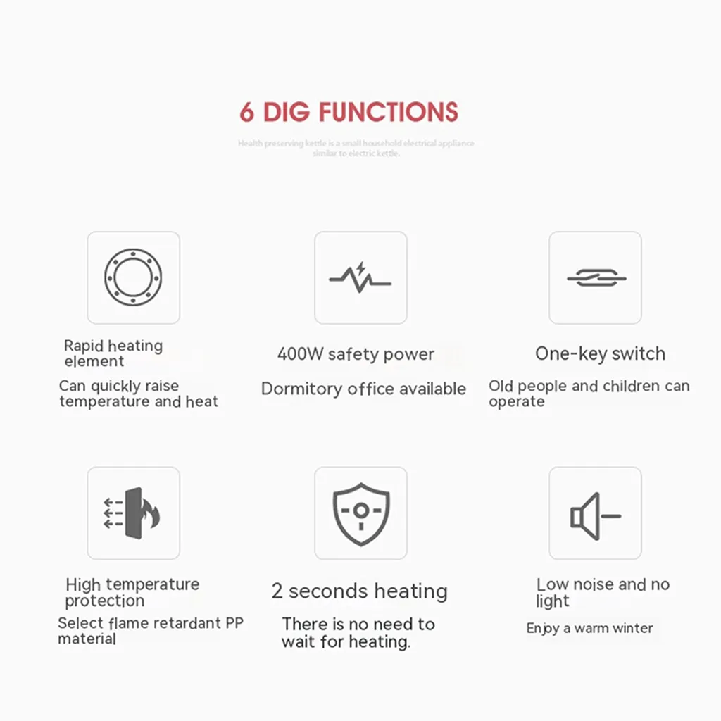 700W Mini Energiesparend Heizlüfter,3 Sekunden Schnelle Hitze Warmer Lüfter,Sicherheit Überhitzungsschut,Rot 6 700W Mini Energiesparend Heizlüfter,3 Sekunden Schnelle Hitze Warmer Lüfter,Sicherheit Überhitzungsschut,Rot – Bild 6