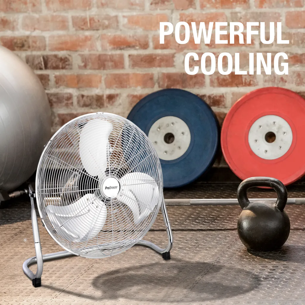 Pro Breeze 50 Cm Bodenventilator Aus Chrom, Ventilator Mit 3 Geschwindigkeitsstufen Und Verstellbaren Ventilatorkopf - Windmaschine Für Fitnessstudio Oder Werkstatt 2 Pro Breeze 50 Cm Bodenventilator Aus Chrom, Ventilator Mit 3 Geschwindigkeitsstufen Und Verstellbaren Ventilatorkopf - Windmaschine Für Fitnessstudio Oder Werkstatt – Bild 2