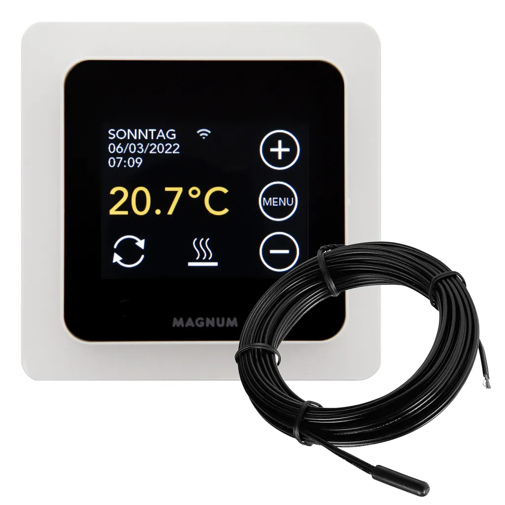 Magnum MRC WiFi Smart Thermostat/ Raumregler Mit Bodenfühler Für Fußbodenheizung, Elektro-Heizung, Konvektor, Tuya Smart App 2 Magnum MRC WiFi Smart Thermostat/ Raumregler Mit Bodenfühler Für Fußbodenheizung, Elektro-Heizung, Konvektor, Tuya Smart App – Bild 2