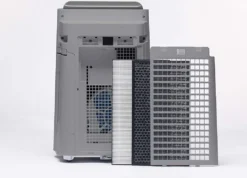 SHARP UA-HD50E-L Luftreiniger (mit Befeuchtungsfunktion, Verbesserung Der Luftqualität, Ideal Für Allergiker, Drei Stufen Filtersystem, HEPA-Filter, Räume Bis Zu 38 M²) Hellgrau [Energieklasse A] -Luft Wrame Haus Geschaft 9c7dcae02ef221ecfa76b7db9193601c