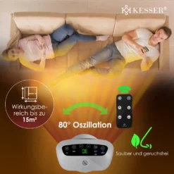 KESSER® Heizlüfter Mit Fernbedienung Energiesparend Leise 2000W Keramik Heizstrahler Standheizstrahler 15-30°C - Schnellheizer Mit 80° Oszillationsfunktion 24h Timer Heizung Turmheizstrahler, Farbe:Grau -Luft Wrame Haus Geschaft 9e06c2c1bf7c71a962d11a75a49143da