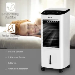 COSTWAY 4in1 Mobile Klimaanlage 65W, 3 Stufen Klimagerät 7L Tank, Inkl. 7,5H Timer, Fernbedienung & 2 Kühlakkus, Luftbefeuchter, Luftreiniger, Ventilator, Luftkühler, Aircooler -Luft Wrame Haus Geschaft 9e5e8051fe976004b60597a14c7d9471