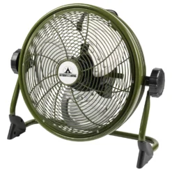 Bestron Kabelloser, Aufladbarer Bodenventilator, Vertikal Verstellbar, Höhe: 36,8 Cm, Ø 35 Cm, 25 W, Oliv