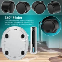 KESSER® 4in1 Mobile Klimaanlage Tower Klimagerät Ventilator/Luftkühler/Luftbefeuchter/Ionisator, Mit Fernbedienung , Timer , Wassertank, 60W, Klima , 2 Kühlakkus Turmventilator, Farbe:Weiß / Schwarz 21 KESSER® 4in1 Mobile Klimaanlage Tower Klimagerät Ventilator/Luftkühler/Luftbefeuchter/Ionisator, Mit Fernbedienung , Timer , Wassertank, 60W, Klima , 2 Kühlakkus Turmventilator, Farbe:Weiß / Schwarz -Luft Wrame Haus Geschaft 9f6adb6925d2f730262ec731227351d0