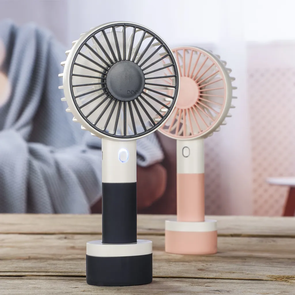 Tragbarer Handventilator - Standfuss - Akku - USB - H: 22cm - Anthrazit 1 Tragbarer Handventilator - Standfuss - Akku - USB - H: 22cm - Anthrazit