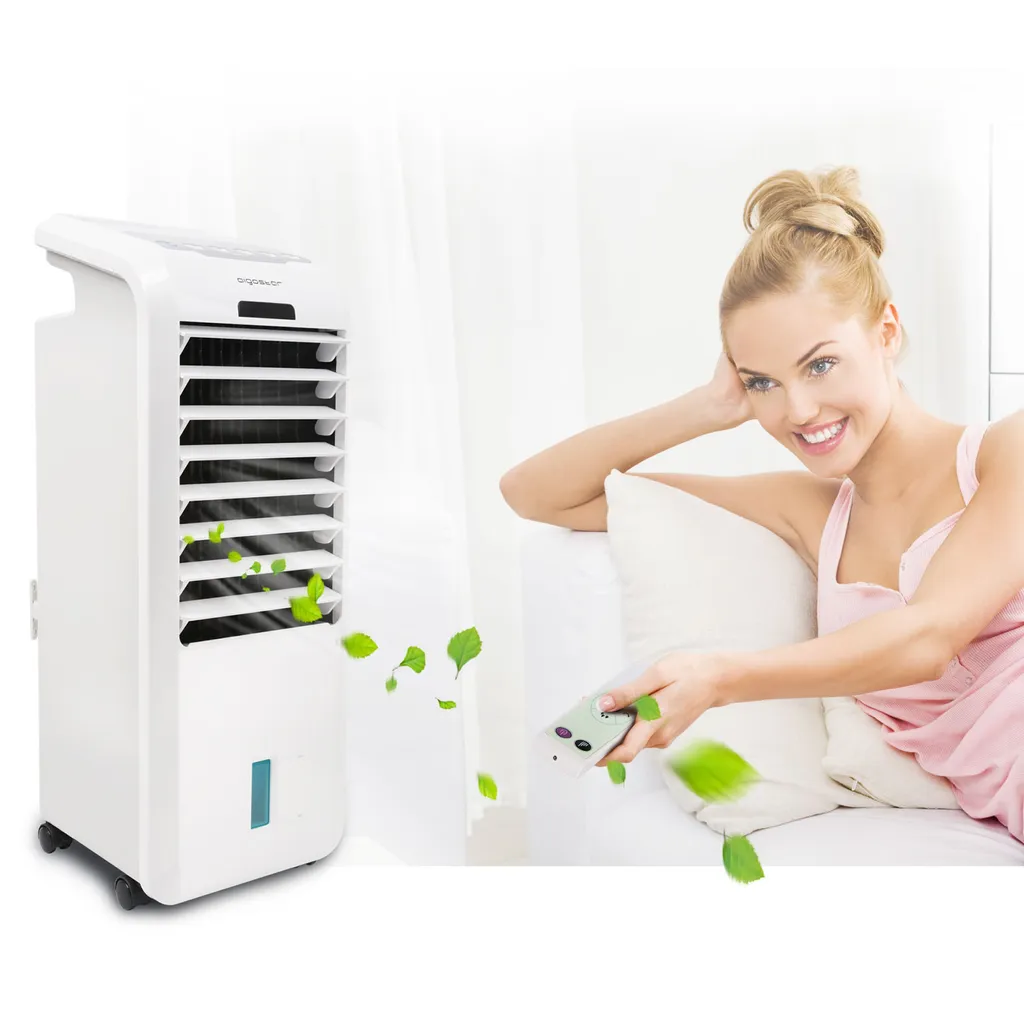 Aigostar Koud - Luftkühler, Mobile Klimaanlage, Leise, Ventilator Mit Fernbedienung, 55W, 5L, 3 Geschwindigkeitsstufen, Klimagerät Ohne Abluftschlauch, Aircooler 3 In 1, Verdunstungskühlung, 7H Timer 7 Aigostar Koud - Luftkühler, Mobile Klimaanlage, Leise, Ventilator Mit Fernbedienung, 55W, 5L, 3 Geschwindigkeitsstufen, Klimagerät Ohne Abluftschlauch, Aircooler 3 In 1, Verdunstungskühlung, 7H Timer – Bild 7