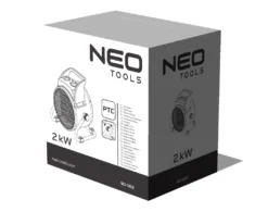 NEO TOOLS Keramischer Elektroheizer PTC, 2kW, Mit Thermostat Und Leistungsschalter, Mit Gebläse, Geräuscharm, Niedriger Energieverbrauch, Einstellbarer Winkel, Luftstrom 197 M3/h -Luft Wrame Haus Geschaft a267ca33168f50e7422ac3a7f26c66d0