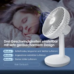 Akku Tischventilator Kompakt Mit Drei Gebläsestufen Und USB Ladeanschluss -Luft Wrame Haus Geschaft a2d90377358dda99ea6e0861cd3c66ed