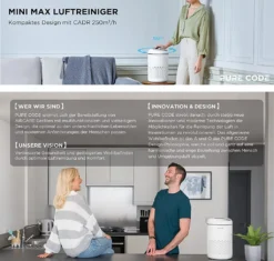 MINI MAX Luftreiniger, 35m² In Nur 10 Minuten Air Purifier H13 HEPA Filter Mit 3 Lüfterstufen Gegen 99,97% Bakterien Staub Pollen Rauch Partikel, Aktivkohlefilter 22dB Leiser Schlafmodus -Luft Wrame Haus Geschaft a3170233efa60e306dacd69c4a6f25cd