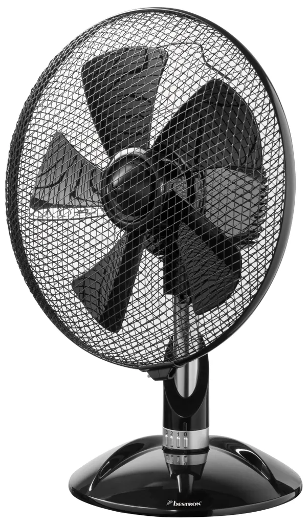 Bestron Mobiler Tischventilator, Mit Integriertem Steuerungsring, 3 Geschwindigkeitsstufen Und Horizontale Oszillation Um 80°, Höhe: 39 Cm, Ø 35 Cm, 45 W, Schwarz 1 Bestron Mobiler Tischventilator, Mit Integriertem Steuerungsring, 3 Geschwindigkeitsstufen Und Horizontale Oszillation Um 80°, Höhe: 39 Cm, Ø 35 Cm, 45 W, Schwarz