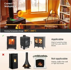 Kaminventilator Ofenventilator Kaminofen Ventilator Ohne Strom 7 Blatt Heizlüfter Ventilator Fan Stromloser Kaminofen (Grau) -Luft Wrame Haus Geschaft a3501b97248b9c2f2d2e359a62c85313