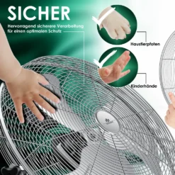 KESSER® Windmaschine Retro Stil | Ventilator In Chrom | Standventilator | Tischventilator Bodenventilator | 3-Stufen | Robuster Stand | Stufenlos Neigbarer Ventilatorkopf | Chrom Silber, Größe:Ø 30cm -Luft Wrame Haus Geschaft a73267eee1453ada97ad948eb0863e51