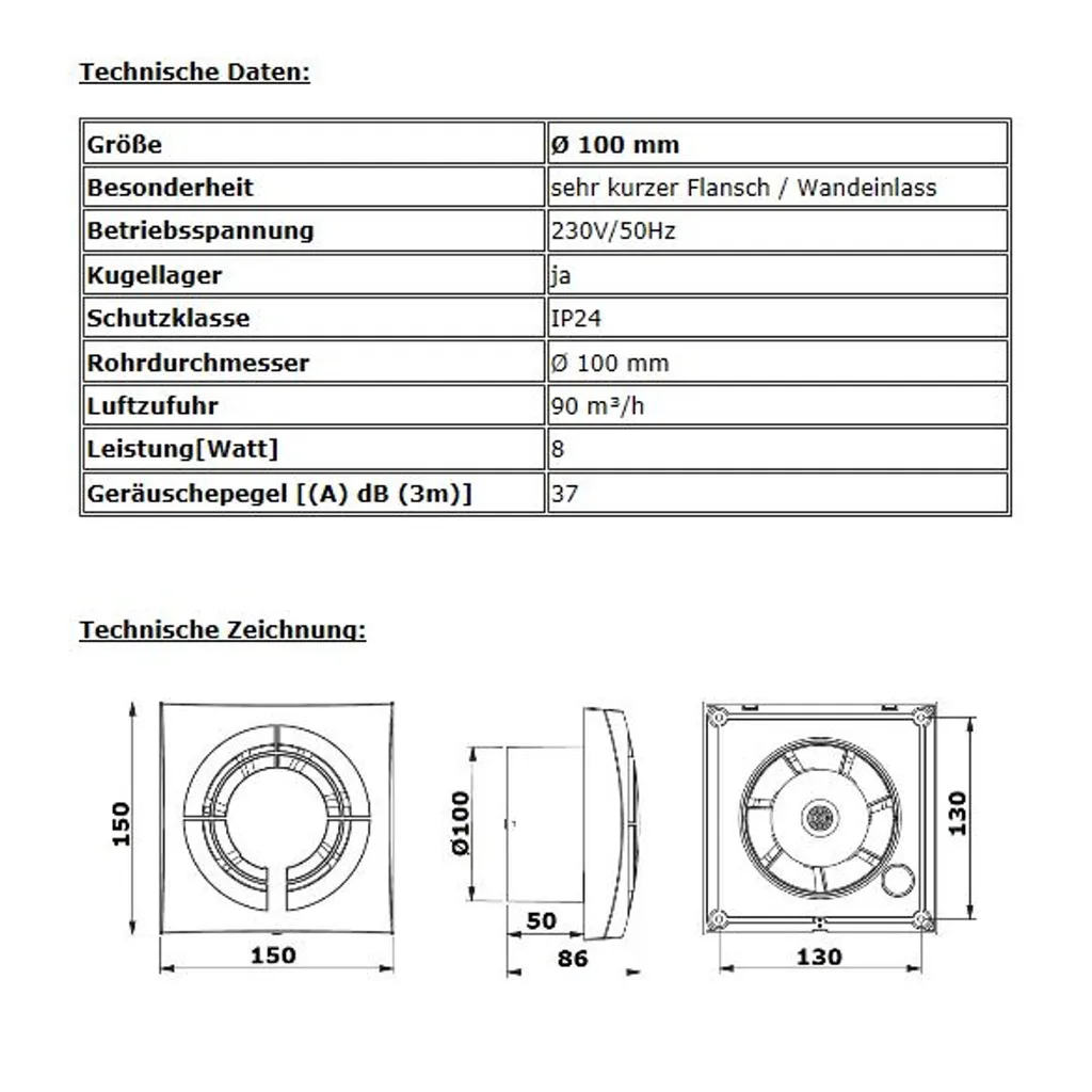 Badlüfter Badventilator Lüfter Bad Ventilator Wohnraumlüfter Wandlüfter Zuluft Abluft Belüftung Entlüftung Badezimmer Einbautiefe 50 Mm Kurz Ø 100 Mm Standard Nein 4 Badlüfter Badventilator Lüfter Bad Ventilator Wohnraumlüfter Wandlüfter Zuluft Abluft Belüftung Entlüftung Badezimmer Einbautiefe 50 Mm Kurz Ø 100 Mm Standard Nein – Bild 4