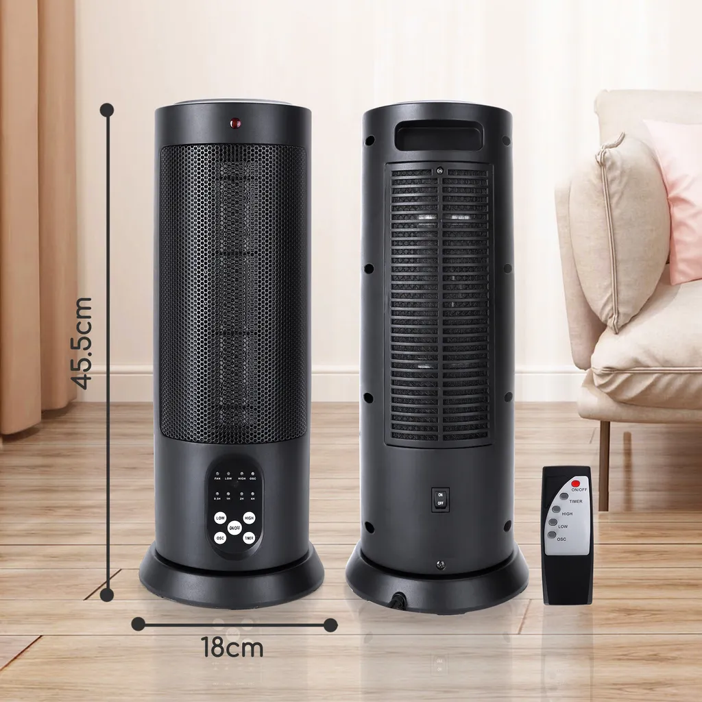 Aigostar Bert - PTC Keramik Heizlüfter Mit Fernbedienung, 3 Mode Heizstufen, 70° Oszillation, Leise Und Energiesparend Heizleistung 2000W, 7.5 H Timer, Heizung Heater Schnellheizer, Schwarz 8 Aigostar Bert - PTC Keramik Heizlüfter Mit Fernbedienung, 3 Mode Heizstufen, 70° Oszillation, Leise Und Energiesparend Heizleistung 2000W, 7.5 H Timer, Heizung Heater Schnellheizer, Schwarz – Bild 8