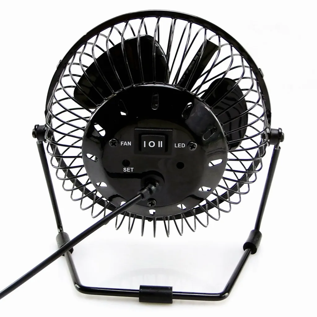 15cm Mini USB-Tischventilator Ventilator Aus Metall Mit LED-Animation Für Temperatur Und Uhrzeit - Stufenlos Neigbar Um 360°, Energiesparend, Extrem Leise 6 15cm Mini USB-Tischventilator Ventilator Aus Metall Mit LED-Animation Für Temperatur Und Uhrzeit - Stufenlos Neigbar Um 360°, Energiesparend, Extrem Leise – Bild 6