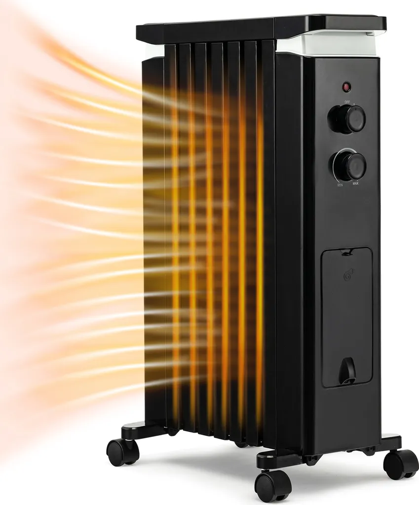 COSTWAY Ölradiator 3 Heizstufen 5-35℃ Für 20㎡, 7 Rippen Heizkörper 1500W, Elektrische Heizung Mobil Mit Thermostat, Überhitzungsschutz & Räder, Schwarz 1 COSTWAY Ölradiator 3 Heizstufen 5-35℃ Für 20㎡, 7 Rippen Heizkörper 1500W, Elektrische Heizung Mobil Mit Thermostat, Überhitzungsschutz & Räder, Schwarz
