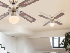 Globo Lighting VENTILATOR Metall Altmessing, Blade Turnable, Zugschalter Kette, Max. Motorleistung 50W, Optimale Raumnutzung 15m², Abkühlung, Aufheizen, Geschwindigkeitsstufen 115/185/235 RPM, ø: 1066mm, H: 415mm, Exkl. 1x E27 60W 230V -Luft Wrame Haus Geschaft ab5cef7a8be5bb67ca6f5ce54873495b