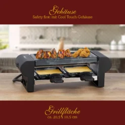 Clatronic Raclette Grill RG 3592 Schwarz / Party / Ideal Für 2 Personen / Tischgrill / Cool Touch-Gehäuse / Antihaftbeschichtet -Luft Wrame Haus Geschaft ab5f7e0613e7843037ef0453de585ada