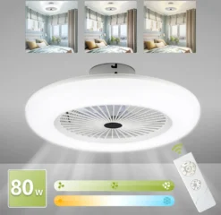 Lospitch Deckenventilator Fernbedienung Weiss Mit Beleuchtet Beleuchtung Schlaf 80W -Luft Wrame Haus Geschaft ae4fec279af6094f37accf9b6103f669