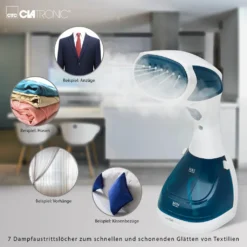 Clatronic Dampfbürste DB 3717 Weiß/blau, 200 Ml Wassertank -Luft Wrame Haus Geschaft afaa62c242413f09b4dd21fa933e5ae3