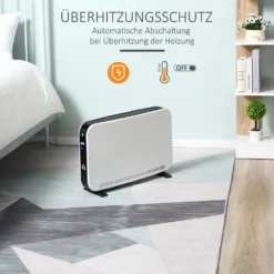 HOMCOM Heizgerät Heizlüfter 2180 W Elektroheizer LED-Licht Mit 3 Stufen Warm 24-Stunden-Timer Heizer Heizung Wärme Stahl Kunststoff Weiß 60 X 18,5 X 39,5 Cm -Luft Wrame Haus Geschaft afed0664d3f36548c5683d11d277b4df
